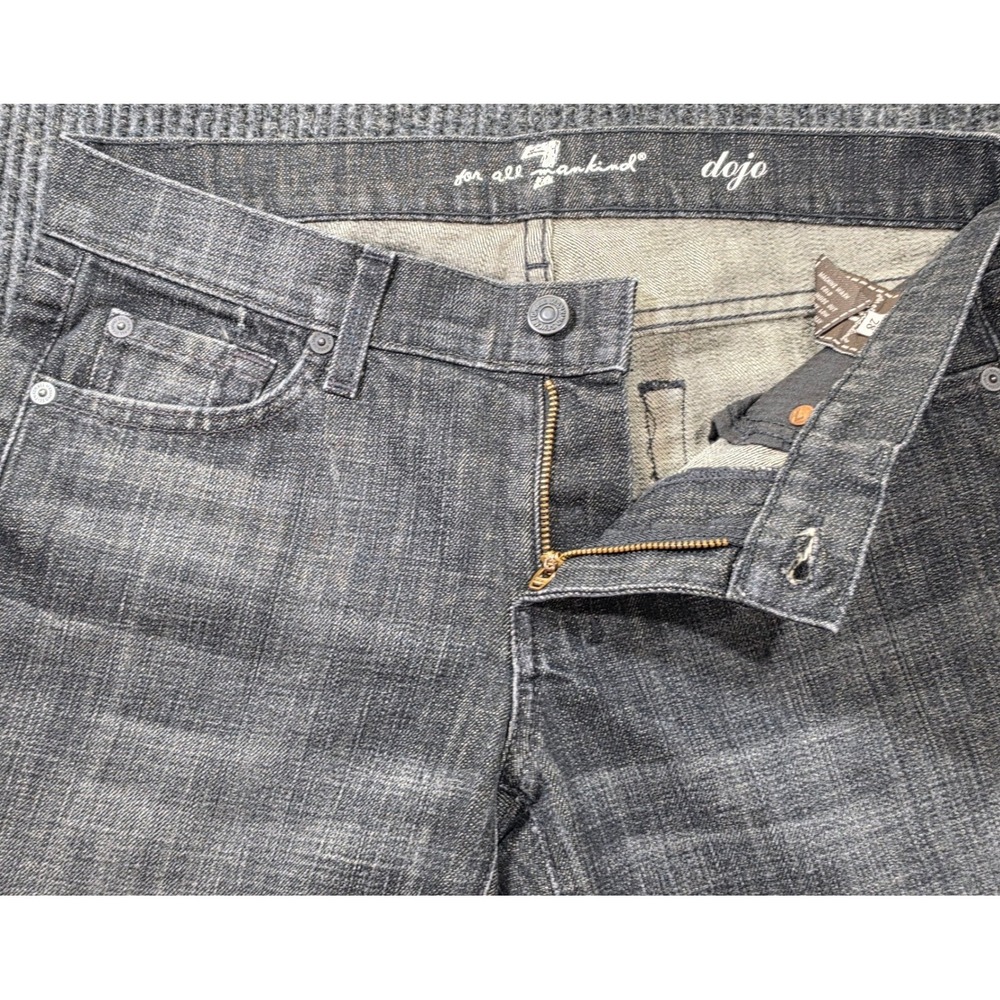 7 For All Mankind Dojo Jeans Womens 28 Black Excellent Wide Leg Stretch Denim